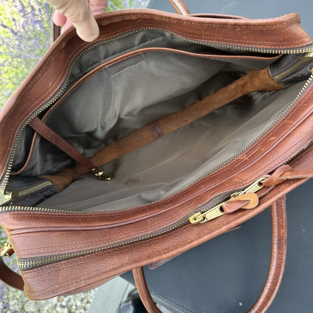 Vtg 2006 Orvis Leather Briefcase with Tag Brown Messenger Bag Computer Traveler